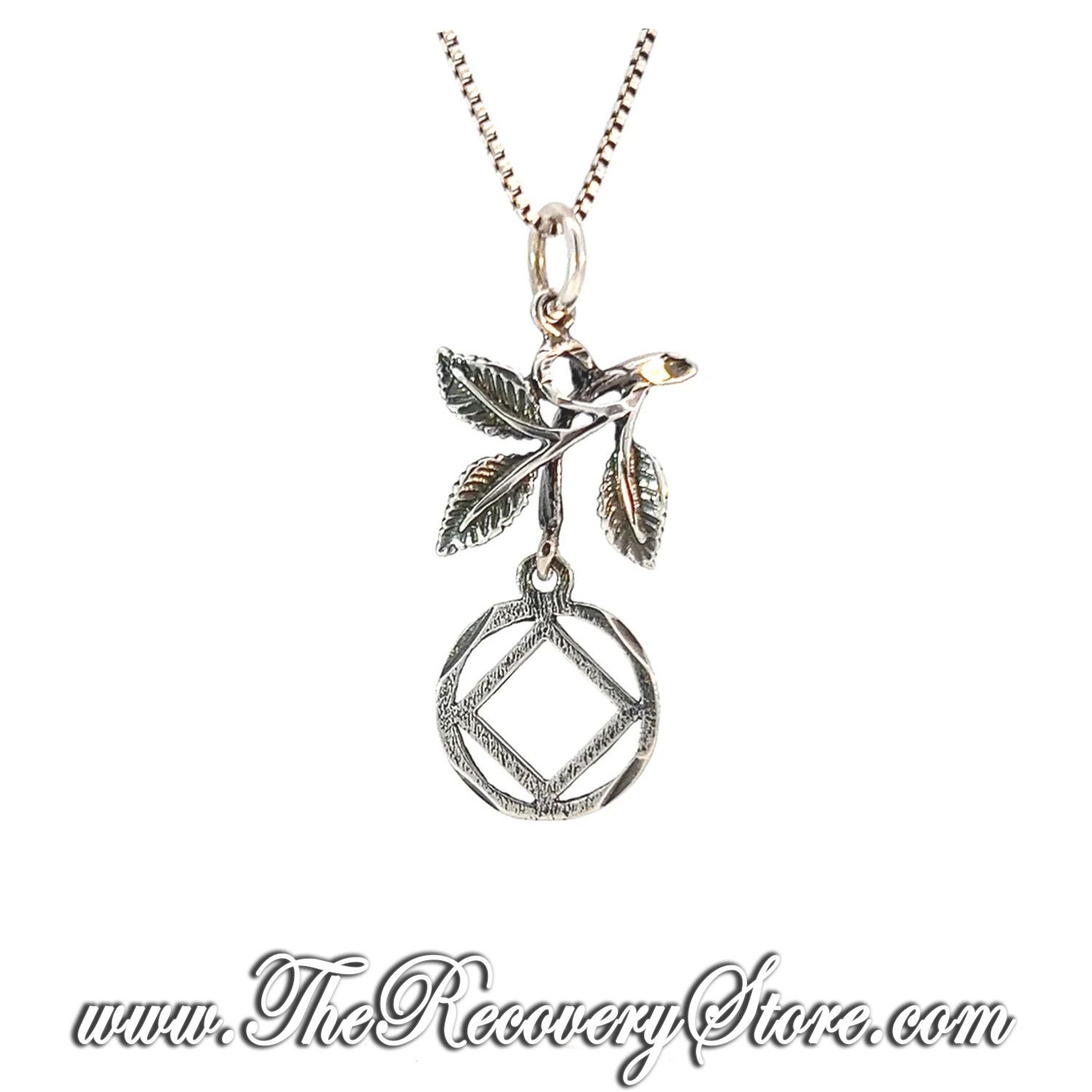 Sterling Silver NA Symbol with Leaves Earrings