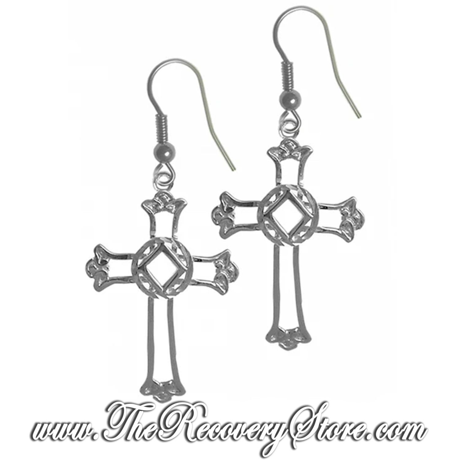 Sterling Silver NA Cross Pendant Earrings