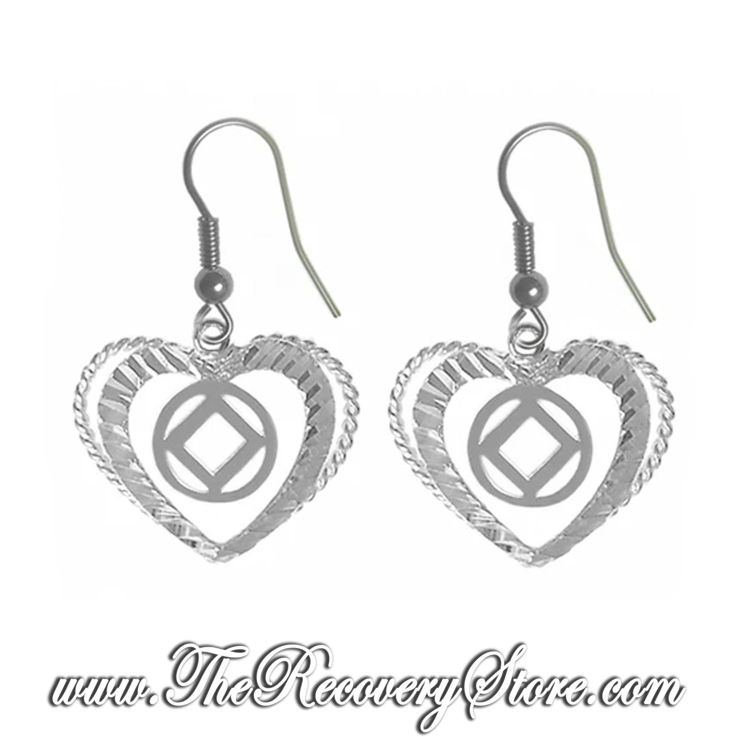Sterling Silver NA Heart Earrings