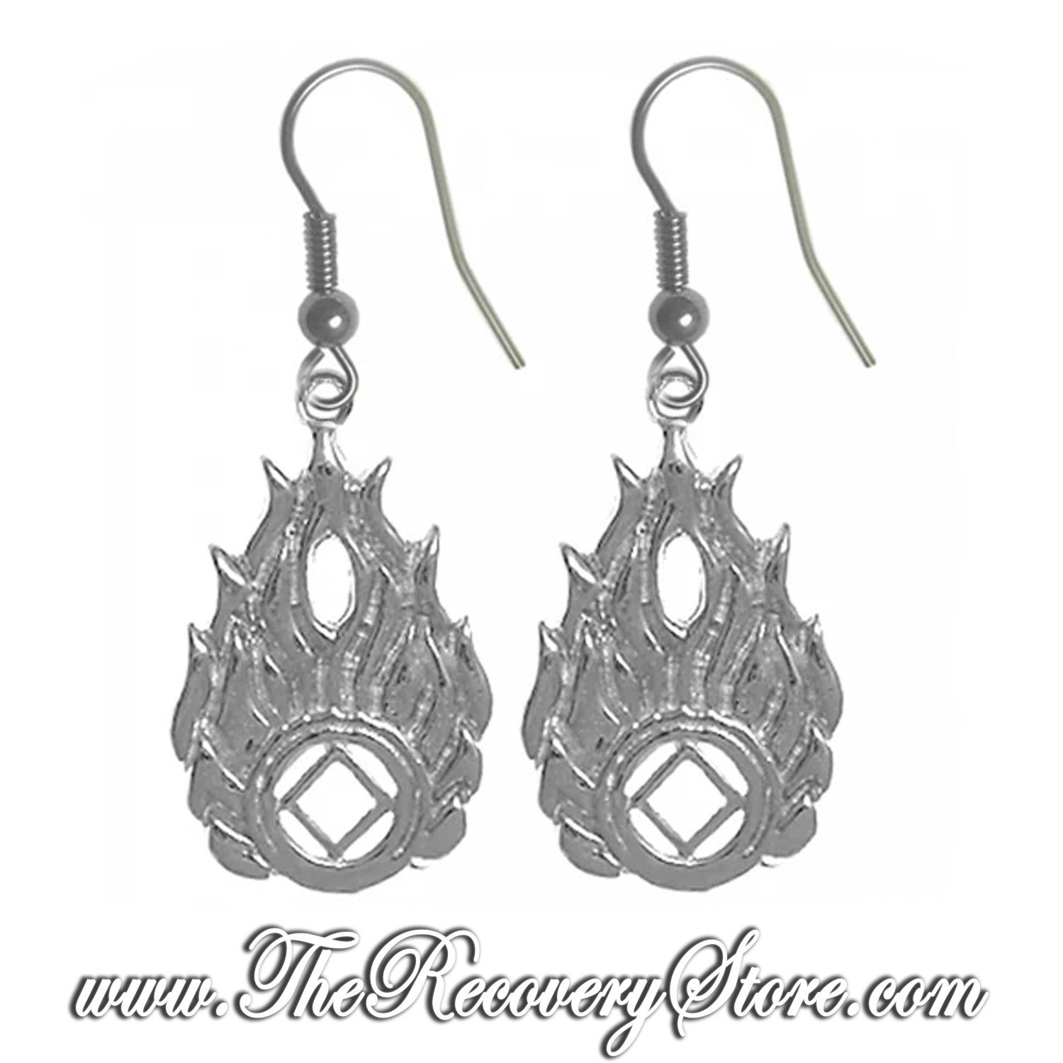 Sterling Silver Earrings - NA Symbol in Flames