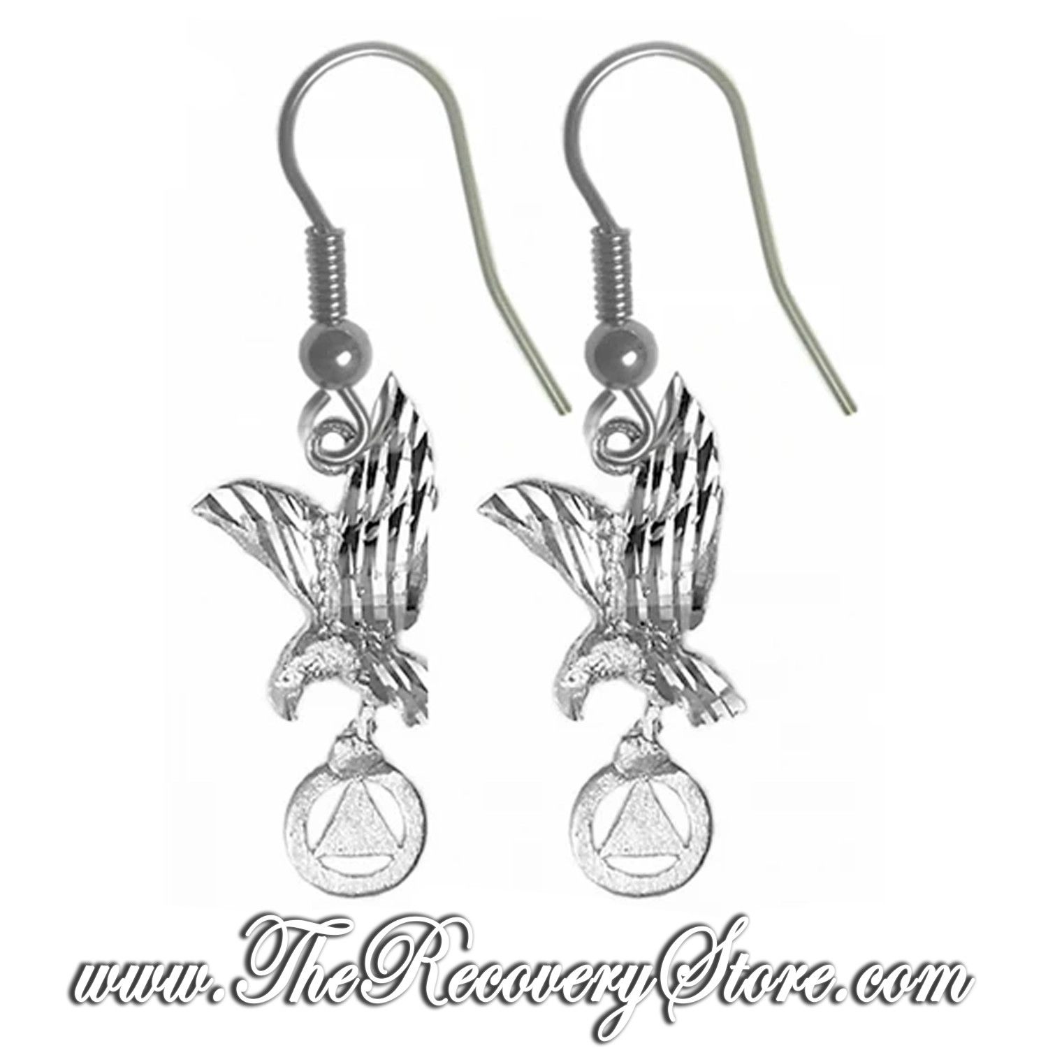 Sterling Silver Eagle Holding AA Earrings