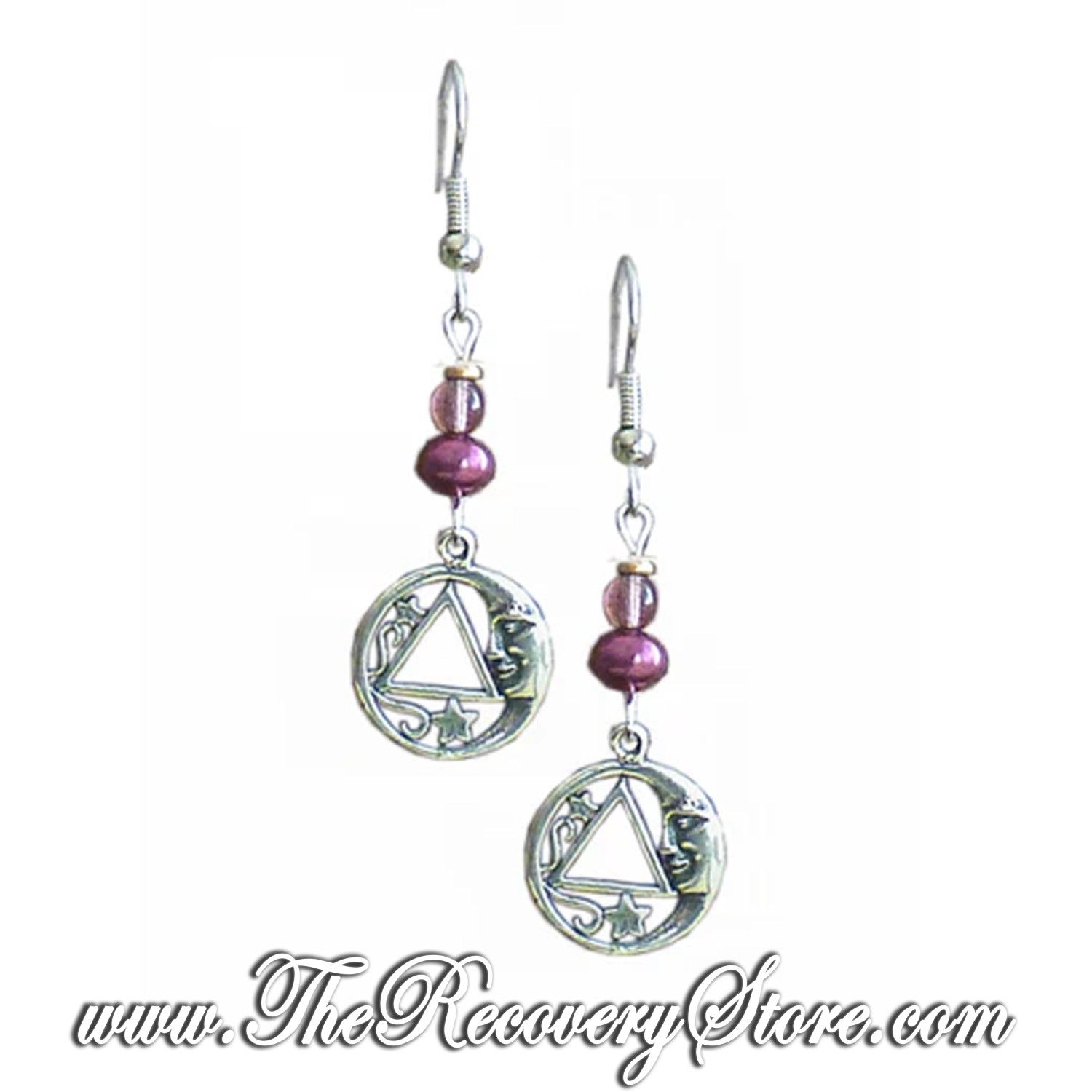 Sterling Silver AA Star &amp; Moon Beaded Earrings
