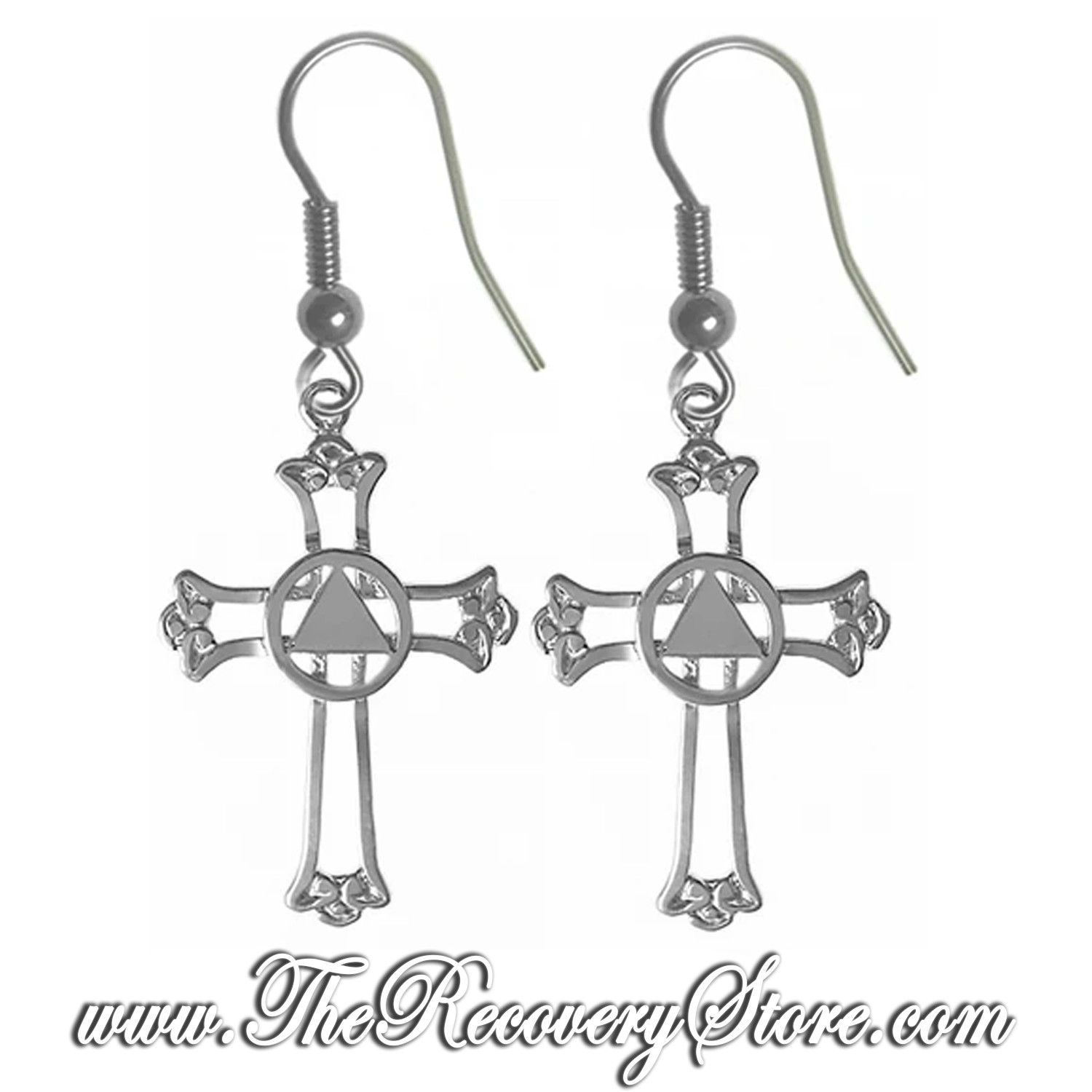 Sterling Silver AA Solid Open Cross Earrings