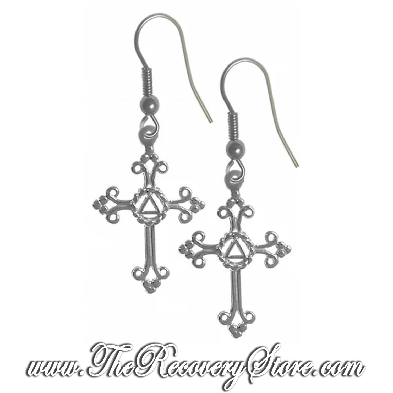 Sterling Silver AA Open Cross Earrings