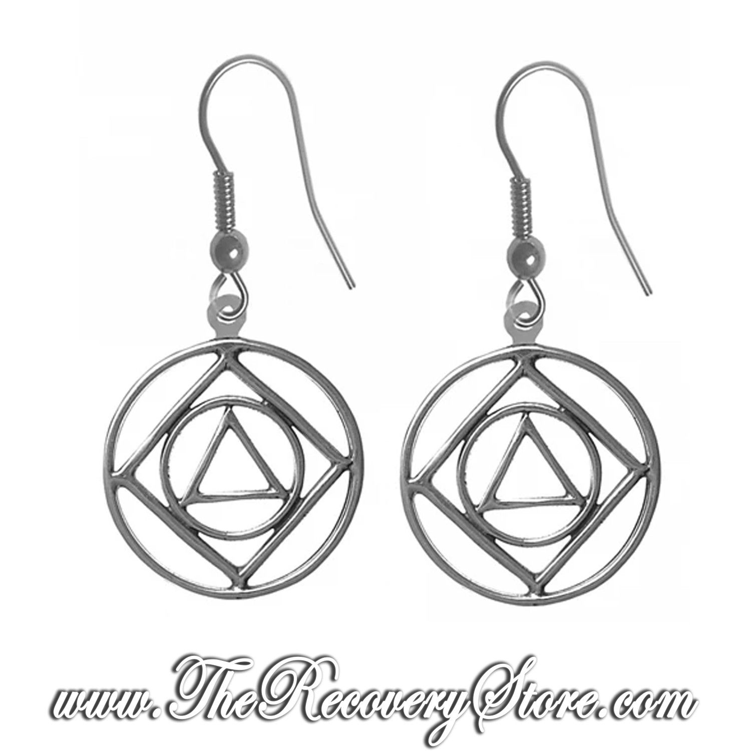 Sterling Silver AA NA Dual Symbol Earrings