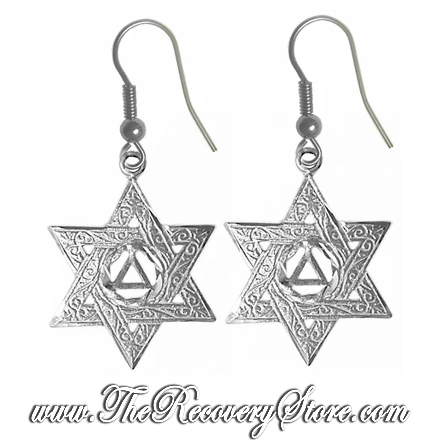 Sterling Silver AA Jewish Star of David Earrings