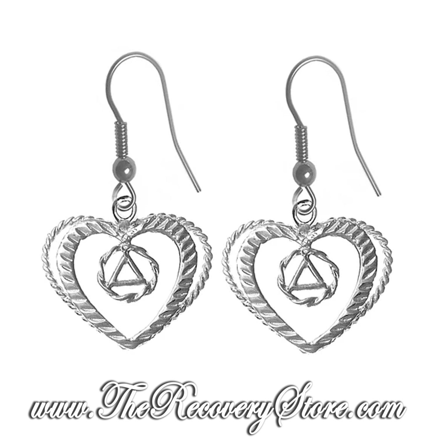 Sterling Silver AA Heart Earrings