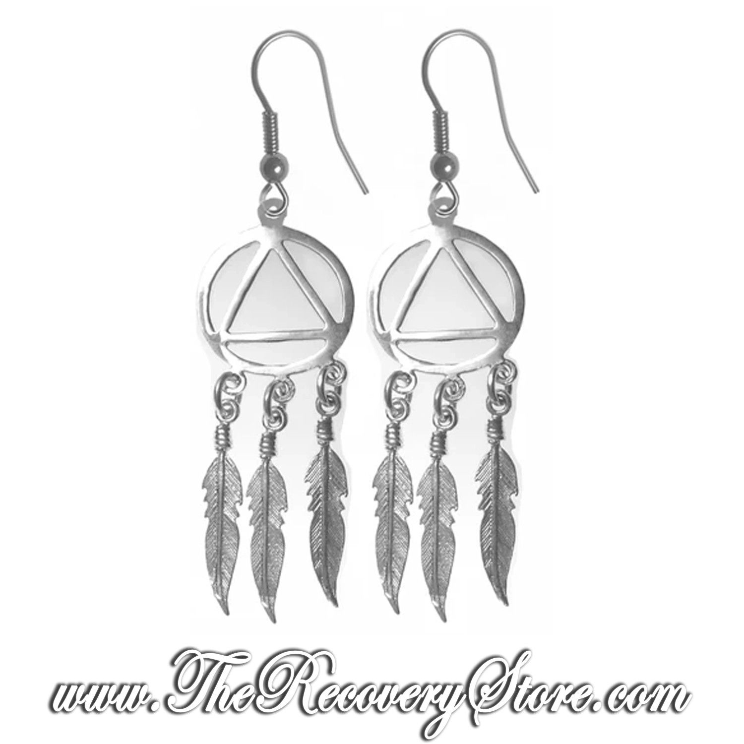 Sterling Silver AA Earrings With 3 Feathers