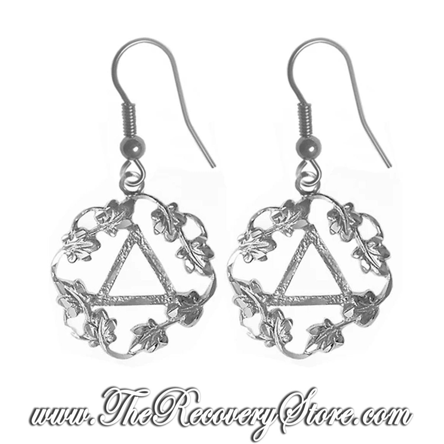 Sterling Silver AA Circle of Leaves Earrings
