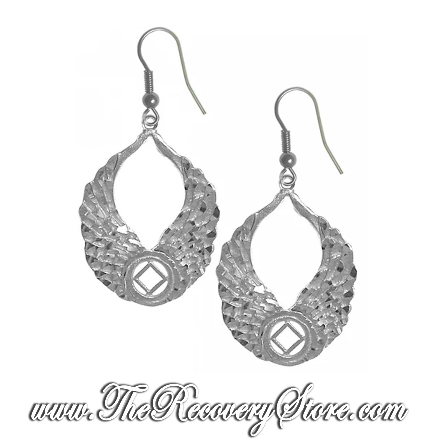 NA Sterling Silver Symbol Angel Wings Earrings