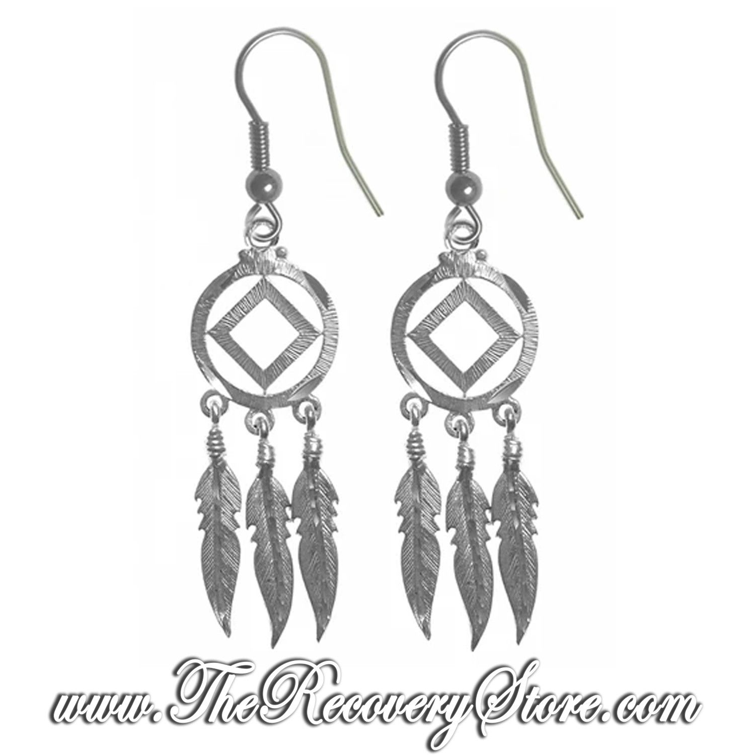 NA Sterling Silver 3 Feather Catcher Earrings