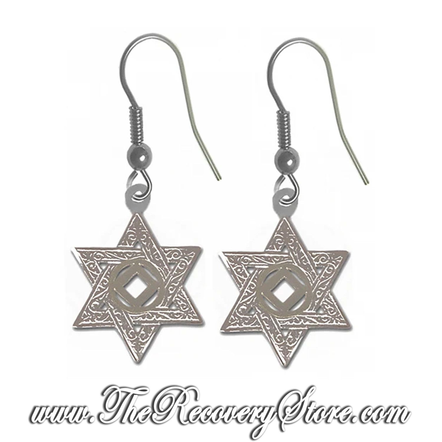 NA Sterling Silver Symbol &amp; Jewish Star of David Earrings