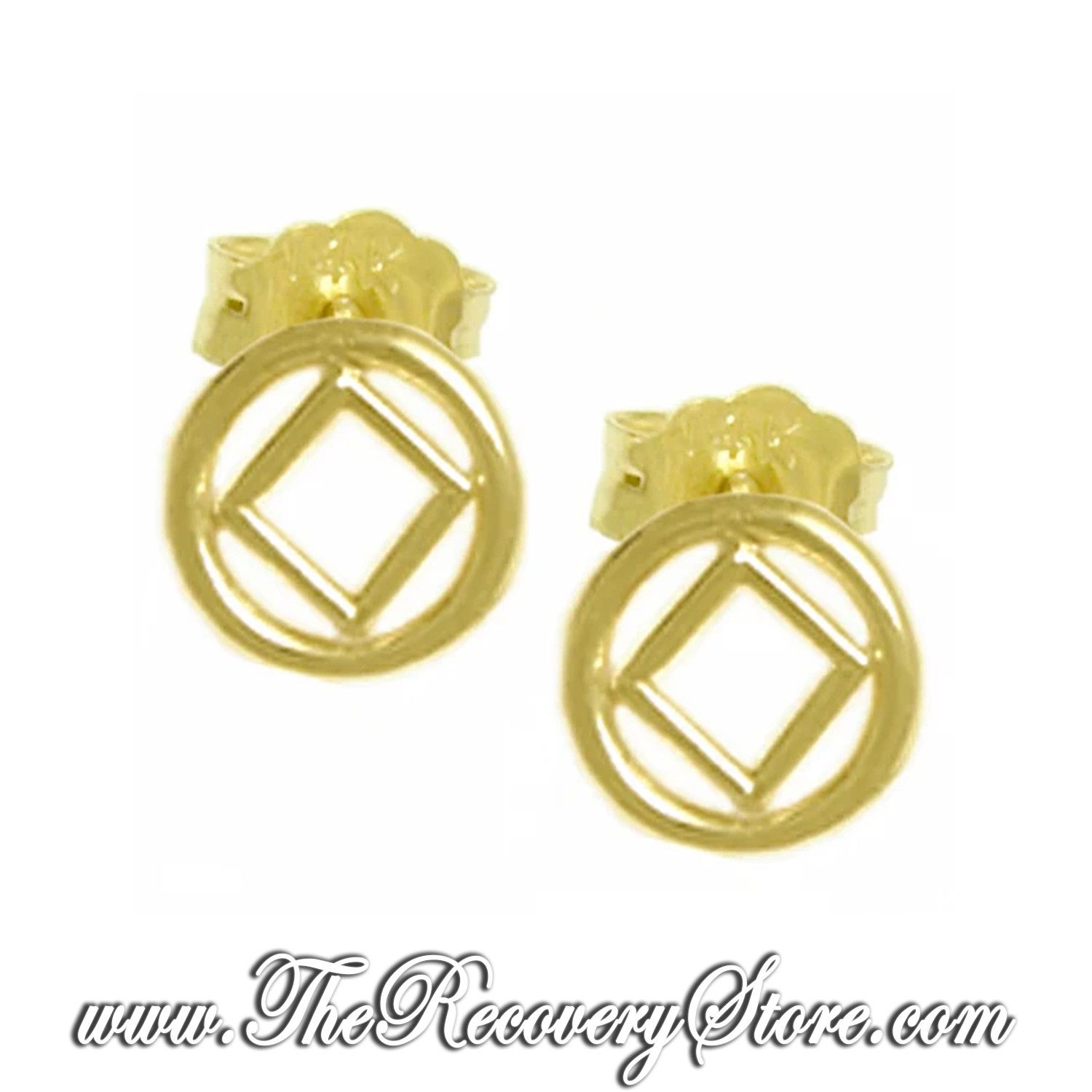 NA 14k Gold Symbol Stud Earrings