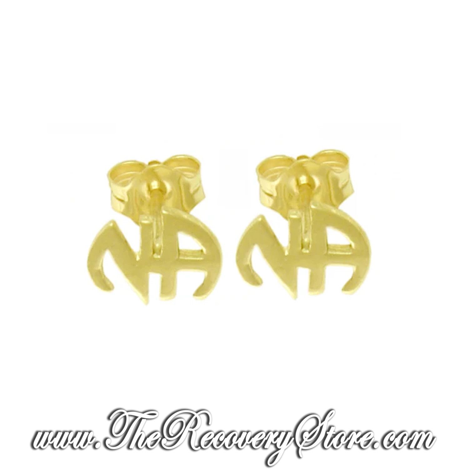 NA 14k Gold Small NA Initials Stud Earrings