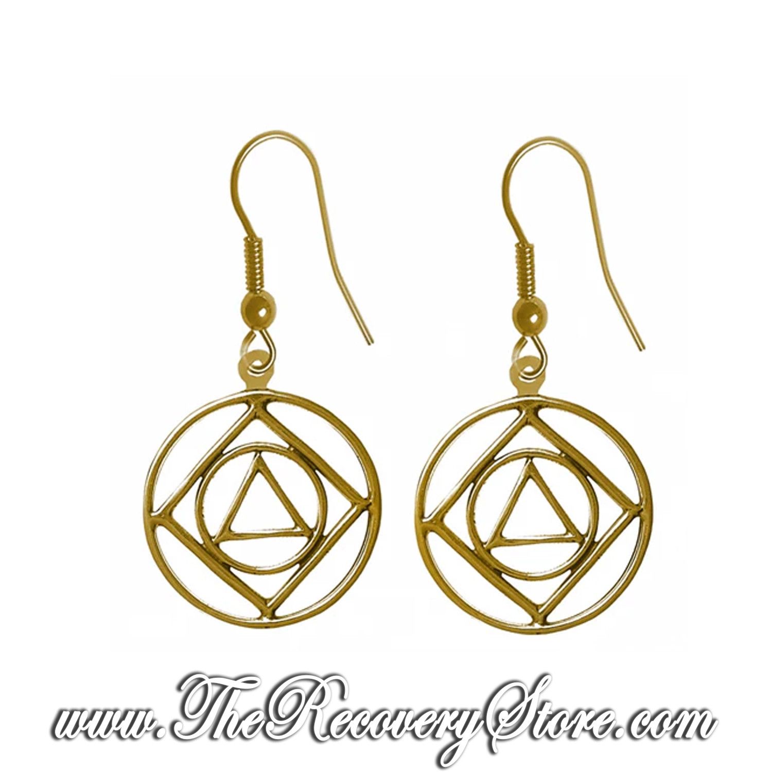 Antiqued Brass AA NA Dual Symbol Earrings