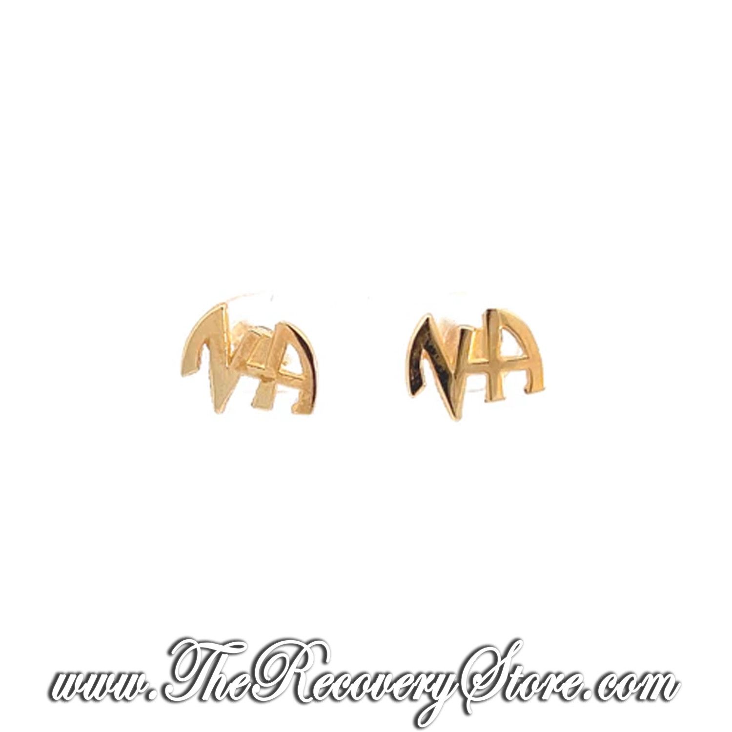 NA 14k Gold Small Initials Stud Earrings
