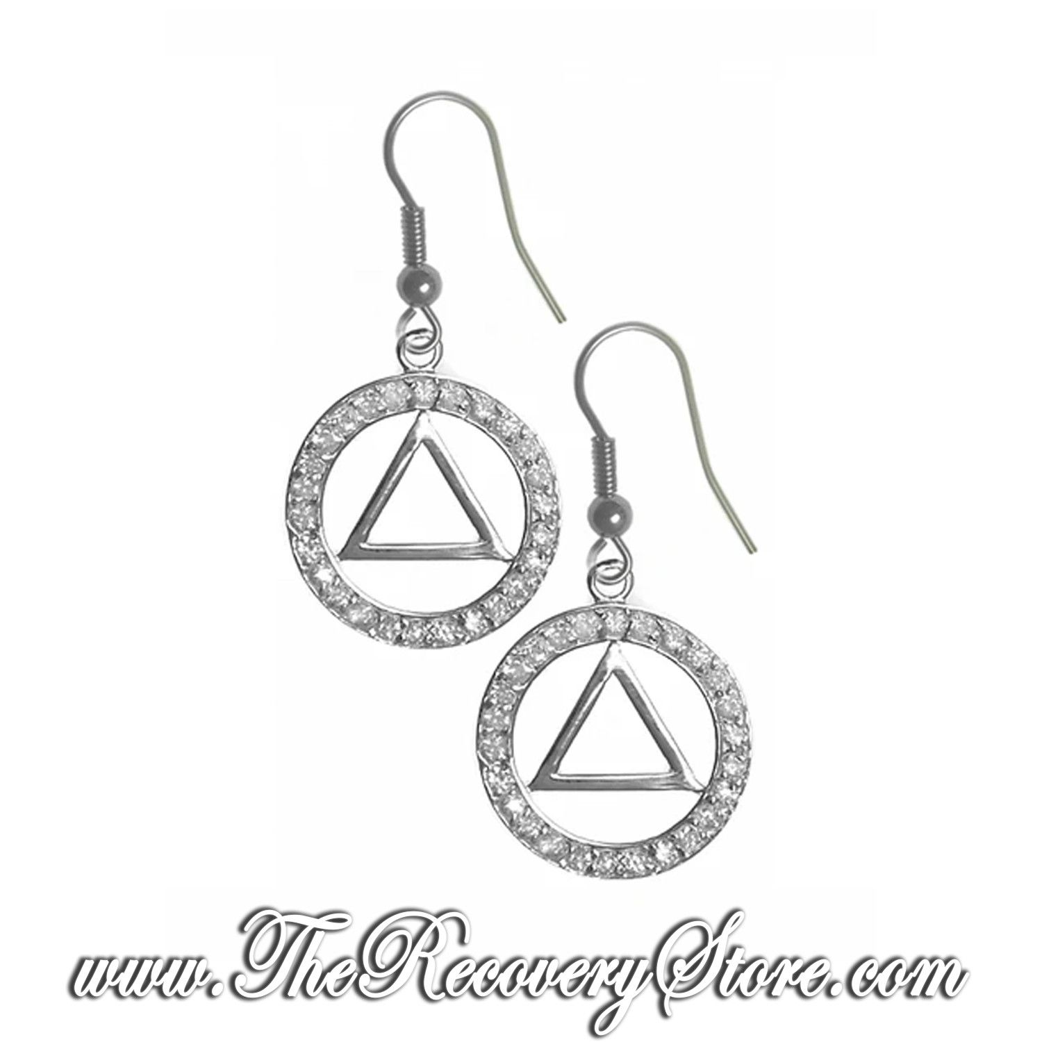 AA Sterling Silver Symbol Cubic Zirconia Earrings