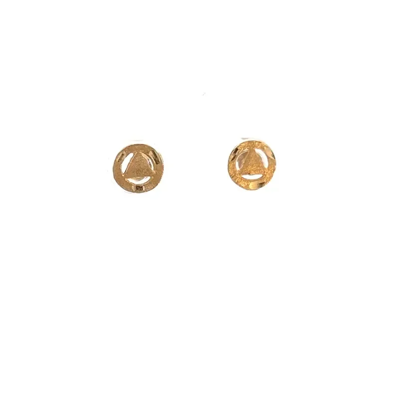 AA 14k Gold Diamond Cut Triangle Stud Earrings