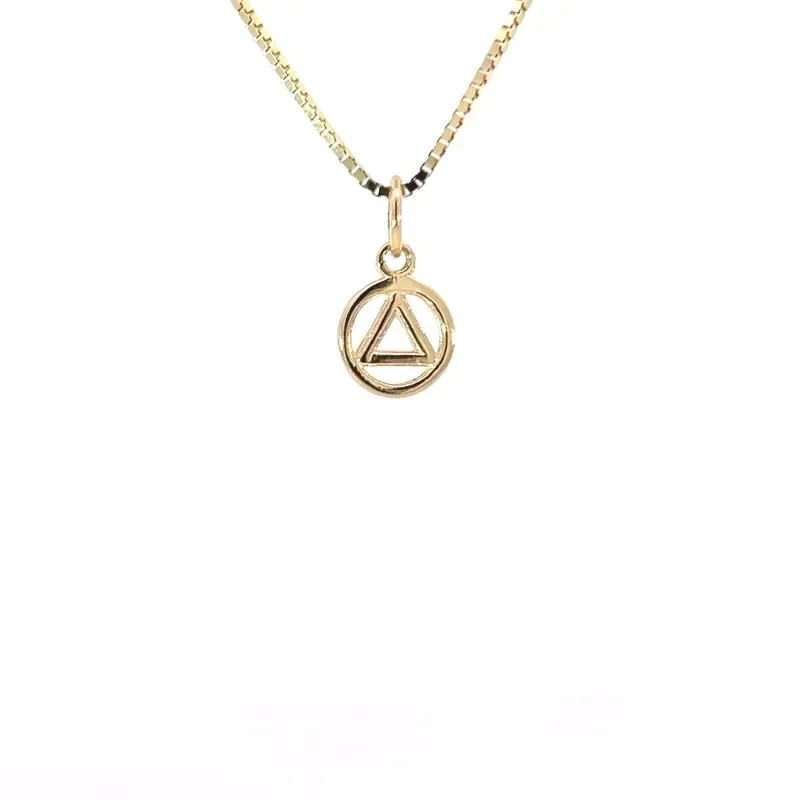 14k Gold AA Small Circle Triangle Pendant