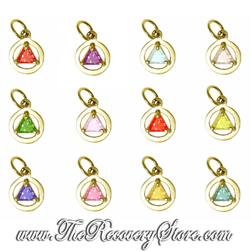 AA 14k Gold  Monthly Birthstone Symbol Small Triangle Pendant