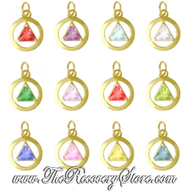 AA 14k Gold  Monthly Birthstone Symbol Medium Triangle Pendant