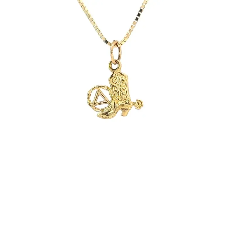 14k Gold AA Symbol with a Cowboy Boot Pendant