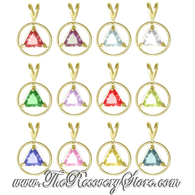 AA 14k Gold  Monthly Birthstone Symbol Medium Wire Style Triangle Pendant