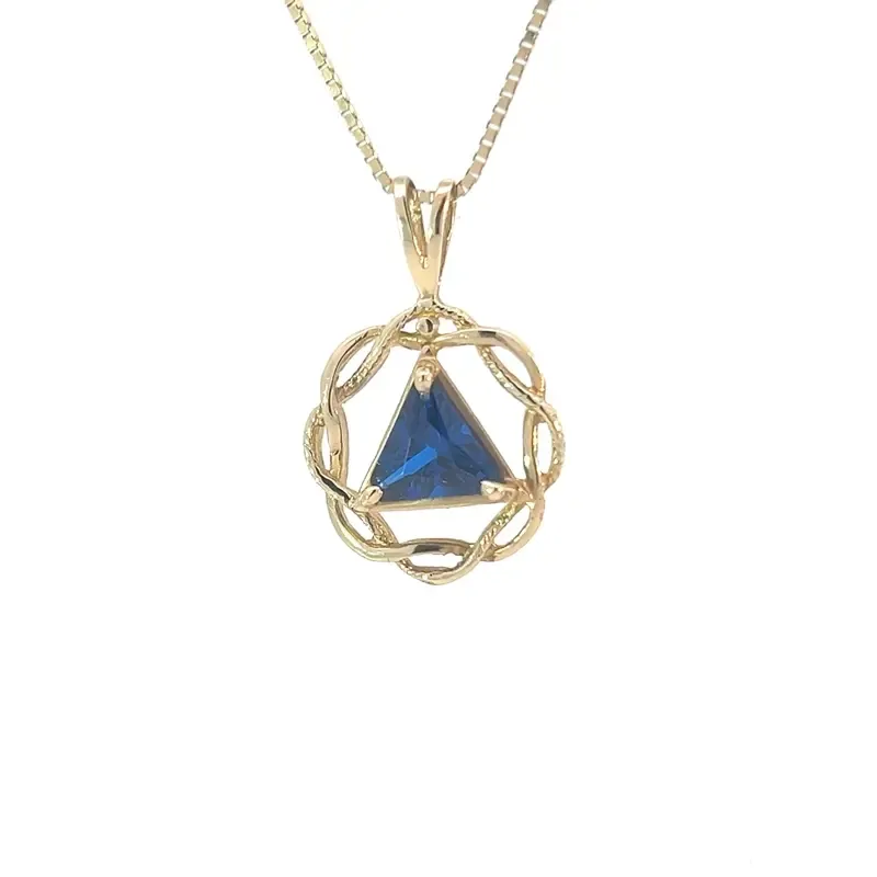 AA 14k Gold  Monthly Birthstone Symbol Weave Style Pendant
