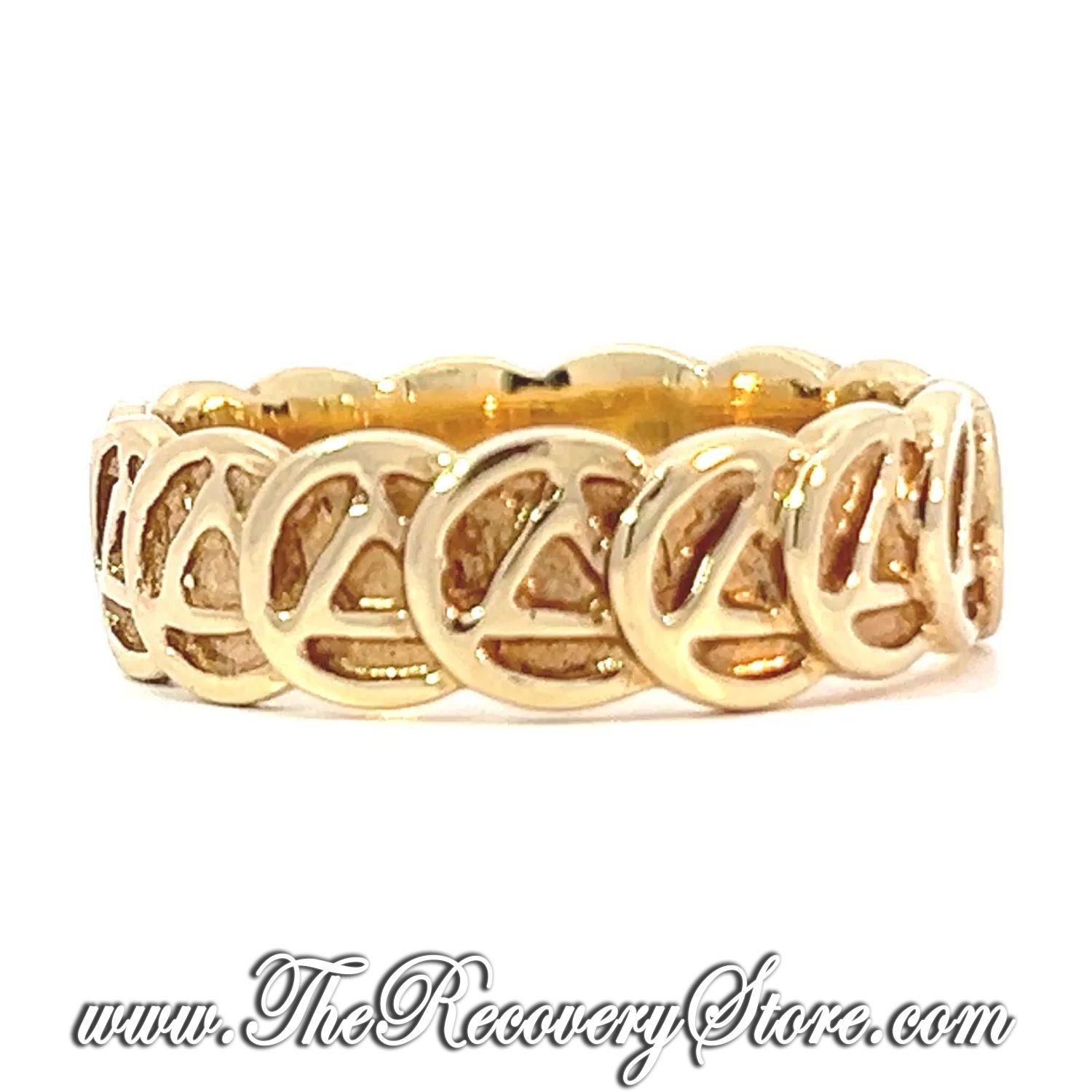 *14k Gold Continuous AA Symbol Circle Triangle Band