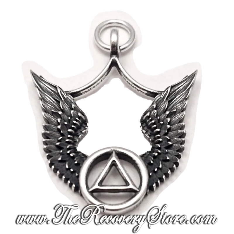 Circle Triangle Wings Sterling Silver Pendant