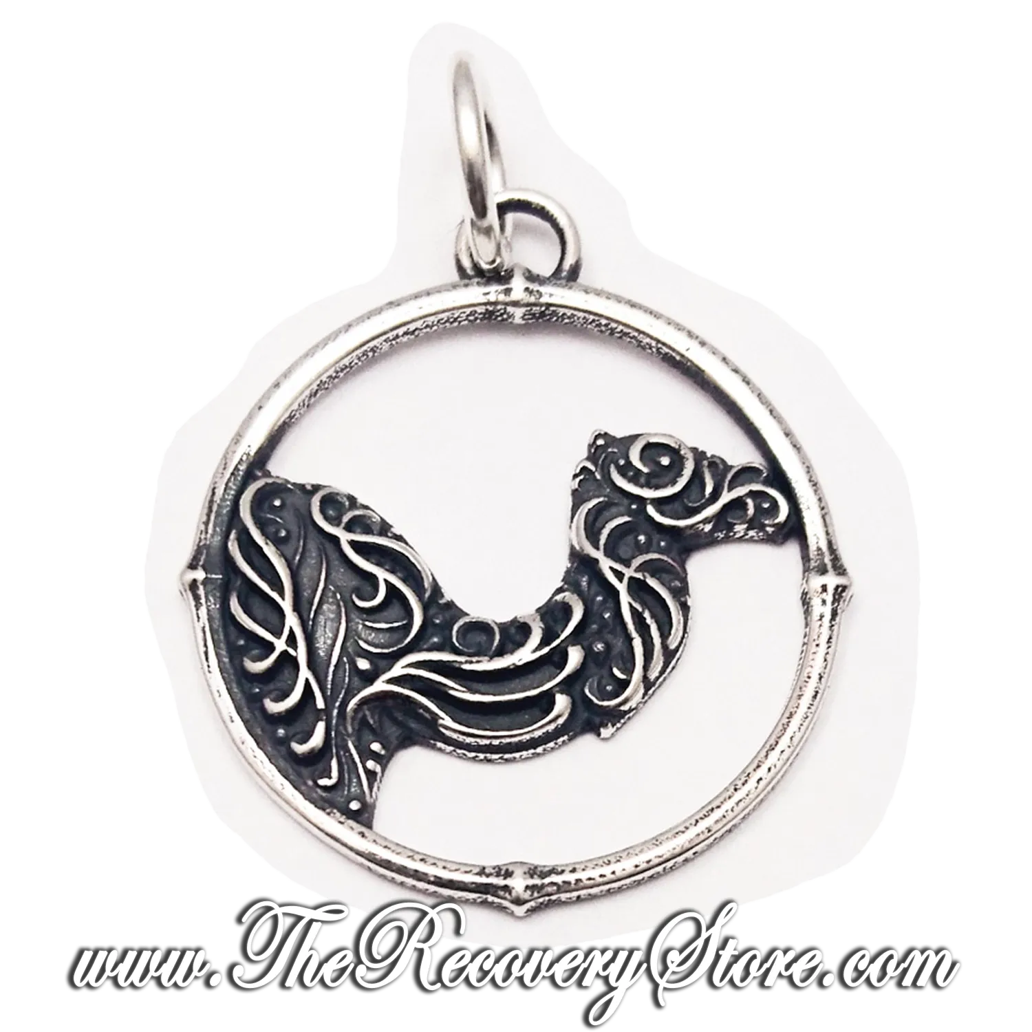 Fancy Scroll Camel Silver Charm/Pendant