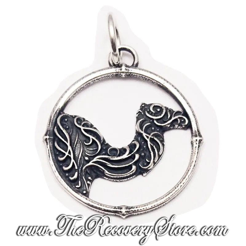 Fancy Scroll Camel Silver Charm/Pendant