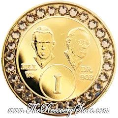 Crystallized Medallion - Bill &amp; Bob 24k Gold Plate with Lt Col Topaz Crystals