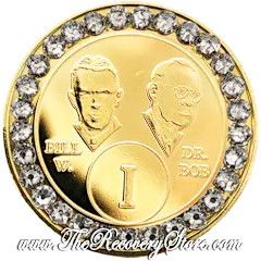 Crystallized Medallion - Bill &amp; Bob 24k Gold Plate with Diamond Crystals
