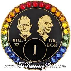 Crystallized Medallion - Bill &amp; Bob Black with Rainbow Crystals