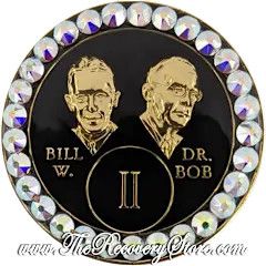 Crystallized Medallion - Bill &amp; Bob Black with AB Crystals