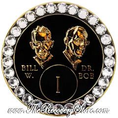 Crystallized Medallion - Bill &amp; Bob Black with Diamond Crystals