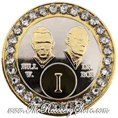 Crystallized Medallion - Bill &amp; Bob Nickel &amp; Gold with Diamond Crystals