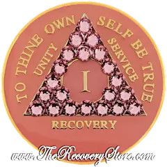 Crystallized Medallion  - AA Pink Triangle with Light Rose Crystals