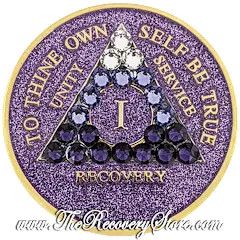 Crystallized Medallion - AA Purple Glitter Triangle with Transition Crystals