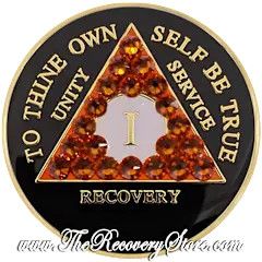 Crystallized Medallion - AA Black &amp; Orange Triangle with Tangerine Crystals