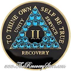 Crystallized Medallion - AA Black Triangle with Blue Zircon Crystals