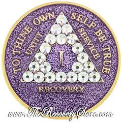 Crystallized Medallion - AA Purple Glitter Triangle with AB Crystals