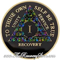 Crystallized Medallion - AA Black Triangle with Dark Rainbow Crystals