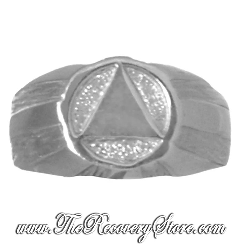 Sterling Silver Men&#39;s AA Symbol Wide Signet Style Ring