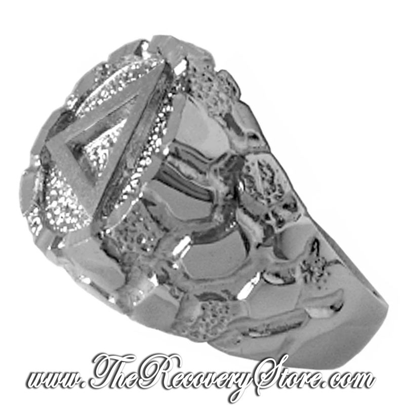 AA Sterling Silver Mens Nugget Signet Style Ring