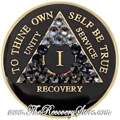 Crystallized Medallion - AA Black Triangle with Transition Crystals