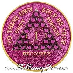 Crystallized Medallion - AA Pink Glitter Triangle with Fuchsia Crystals