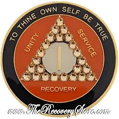 Crystallized Medallion - AA Orange Black Triangle with Lt Colorado Topaz Crystals