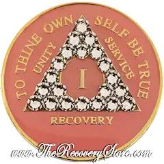 Crystallized Medallion - AA Pink Triangle with Diamond Crystals
